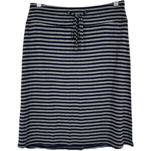 Vintage y2k Womens Grey Navy Blue Striped Leyla Low Waist Knee Length Skirt Sz S